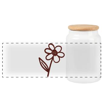 Minimal Floral Sketch Bloom - Panoramic Cookie Jar with Wooden Lid - white - Front