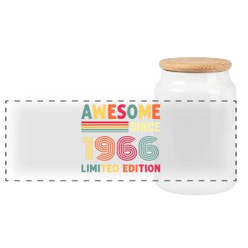 1966 Année de naissance - Boîte à biscuits avec couvercle en bois - blanc - Devant