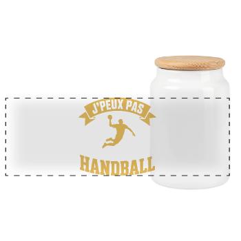 j'peux pas j'ai handball joueur de handball - Boîte à biscuits avec couvercle en bois - blanc - Devant