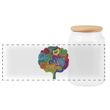 Blooming Coral - Panoramic Cookie Jar with Wooden Lid - white - Front