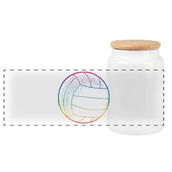 Volleyball Rainbow - Panoramic Cookie Jar with Wooden Lid - white - Front