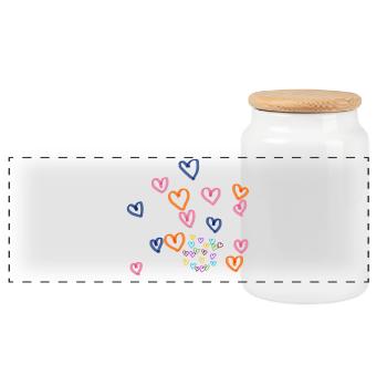 Motif de rangées de cœur coloré - Boîte à biscuits avec couvercle en bois - blanc - Devant