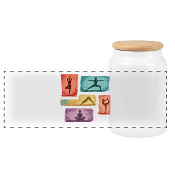 Vibrante Yoga-Posen Collage - Panorama Keksdose mit Holzdeckel - Weiß - Vorne