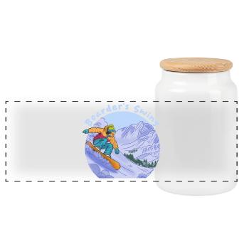 Boarder's Swing Snowboard Sport - Boîte à biscuits avec couvercle en bois - blanc - Devant