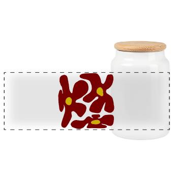 Rote Blumen Organisches transparentes Design -V2 - Panorama Keksdose mit Holzdeckel - Weiß - Vorne