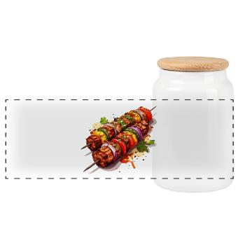 Barbecue skewer - Panoramic Cookie Jar with Wooden Lid - white - Front
