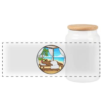Spa de plage Loutre Art relaxant - Boîte à biscuits avec couvercle en bois - blanc - Devant