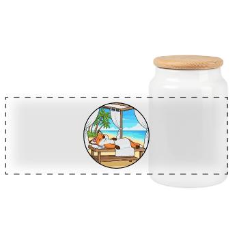 Spa plage Renard Art relaxant - Boîte à biscuits avec couvercle en bois - blanc - Devant