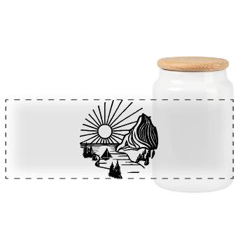 Feiertagslandschaft (Schwarz) - Panorama Keksdose mit Holzdeckel - Weiß - Vorne