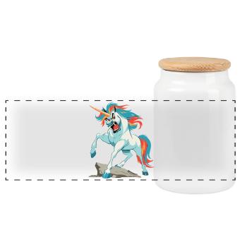 Angrycorn - Panoramic Cookie Jar with Wooden Lid - white - Front