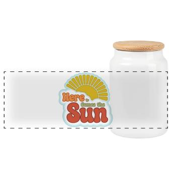 Here Comes the Sun – 60s retro - Panoramic Cookie Jar with Wooden Lid - white - Front