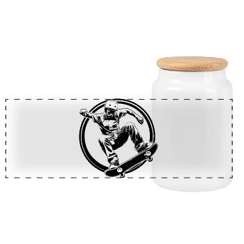 Silhouette de skateboard Man Skateboard - Boîte à biscuits avec couvercle en bois - blanc - Devant