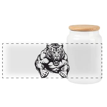 Culturisme Tiger - Boîte à biscuits avec couvercle en bois - blanc - Devant