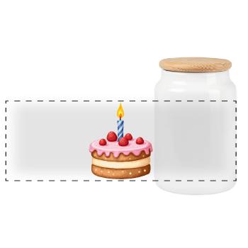 Kuchen Geburtstag - Panorama Keksdose mit Holzdeckel - Weiß - Vorne
