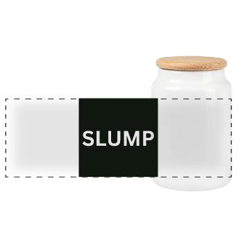 Slump Bold Text on Black - Panoramic Cookie Jar with Wooden Lid - white - Front