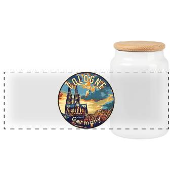 Entdecken Sie die kulturellen Reize von Köln in Deutschland - Panorama Keksdose mit Holzdeckel - Weiß - Vorne