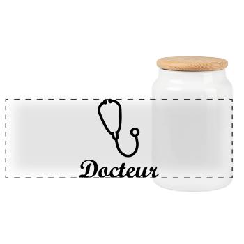 Docteur stéthoscope professionnel santé - Boîte à biscuits avec couvercle en bois - blanc - Devant