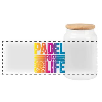 Padel for life - Panoramic Cookie Jar with Wooden Lid - white - Front