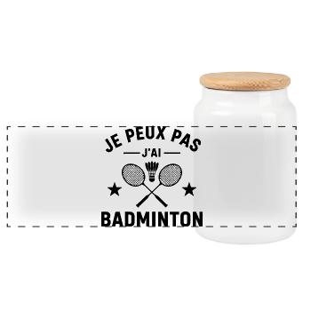 Je Peux Pas J'ai Badminton - Boîte à biscuits avec couvercle en bois - blanc - Devant
