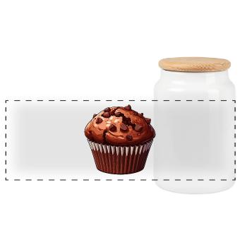 Muffin au chocolat - Boîte à biscuits avec couvercle en bois - blanc - Devant