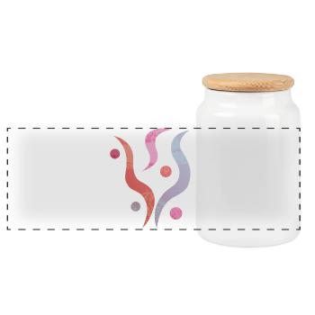 Yoga design_30 - Panoramic Cookie Jar with Wooden Lid - white - Front