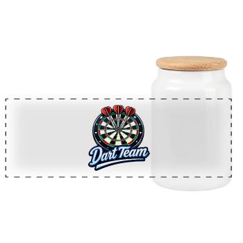 Dart Team Dartboard Power - Panoramic Cookie Jar with Wooden Lid - white - Front