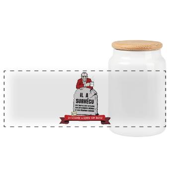 Bonne Retraite Humour Homme : Survivant du Bureau - Boîte à biscuits avec couvercle en bois - blanc - Devant