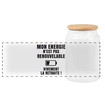 Batterie HS, Vivement la Retraite (texte noir) - Boîte à biscuits avec couvercle en bois - blanc - Devant