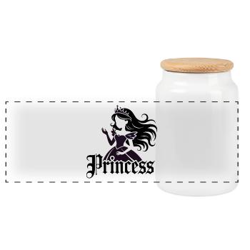 Prinzessin Silhouette - Panorama Keksdose mit Holzdeckel - Weiß - Vorne