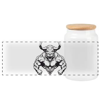 Bulle Stier Bodybuilding - Panorama Keksdose mit Holzdeckel - Weiß - Vorne