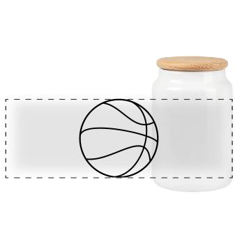 Basket-ball - Boîte à biscuits avec couvercle en bois - blanc - Devant