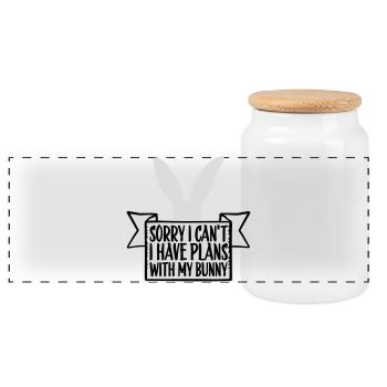 Sorry I Can't I Have Plans With My Bunny Hase Logo - Panorama Keksdose mit Holzdeckel - Weiß - Vorne