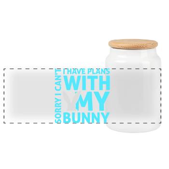 Sorry I Can't I Have Plans With My Bunny Hase Logo - Panorama Keksdose mit Holzdeckel - Weiß - Vorne