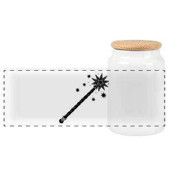 Magic wand - Panoramic Cookie Jar with Wooden Lid - white - Front