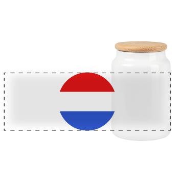 Runde Luxemburger Flagge - Panorama Keksdose mit Holzdeckel - Weiß - Vorne