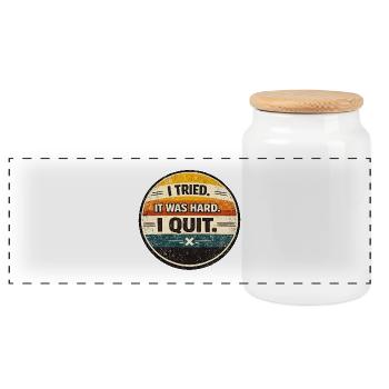 I tried, it was hard - Panoramic Cookie Jar with Wooden Lid - white - Front