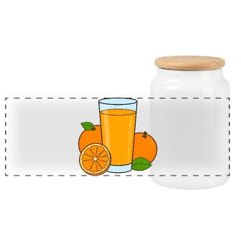 Orange juice - Panoramic Cookie Jar with Wooden Lid - white - Front