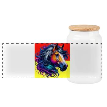 cheval - Boîte à biscuits avec couvercle en bois - blanc - Devant