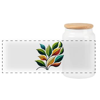 Symphonie colorée de Leafen - Boîte à biscuits avec couvercle en bois - blanc - Devant