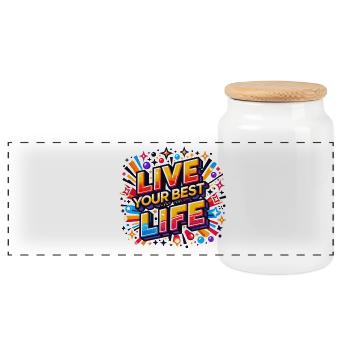 Vis ta meilleure vie - Boîte à biscuits avec couvercle en bois - blanc - Devant