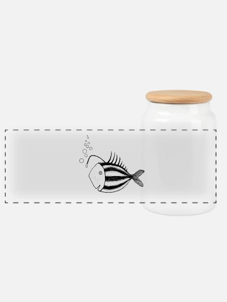Fisch Lampe - Panorama Keksdose mit Holzdeckel - Weiß