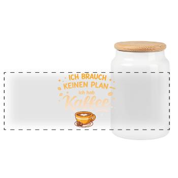Ich brauch kein plan ich brauch Kaffee - Panorama Keksdose mit Holzdeckel - Weiß - Vorne