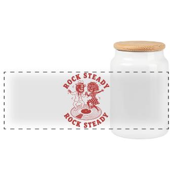 Rock Steady Dance Couple on Vinyl - Panoramic Cookie Jar with Wooden Lid - white - Front