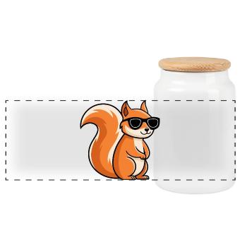 Écureuil lunettes noires cartoon - Boîte à biscuits avec couvercle en bois - blanc - Devant