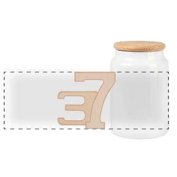 37 Numeral Art in Peach - Panoramic Cookie Jar with Wooden Lid - white - Front