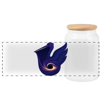 oiseau cosmique héron grue cigogne - Boîte à biscuits avec couvercle en bois - blanc - Devant