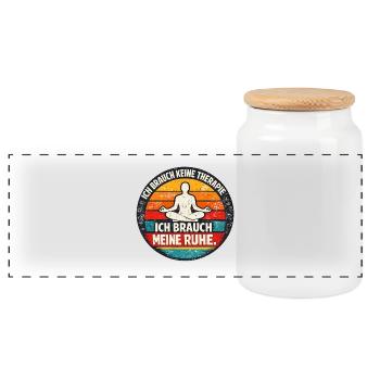 Ich brauche meine Ruhe Retro Badge - Panorama Keksdose mit Holzdeckel - Weiß - Vorne