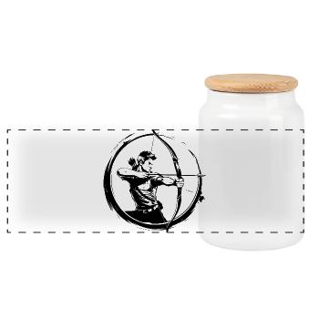Silhouette de l’homme tireur à l’arc - Boîte à biscuits avec couvercle en bois - blanc - Devant