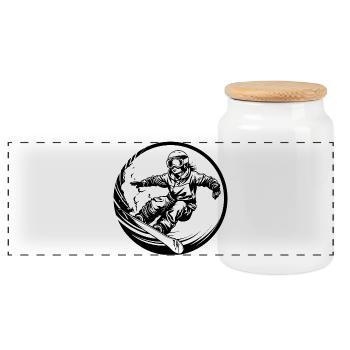 Silhouette de la femme snowboardeuse - Boîte à biscuits avec couvercle en bois - blanc - Devant