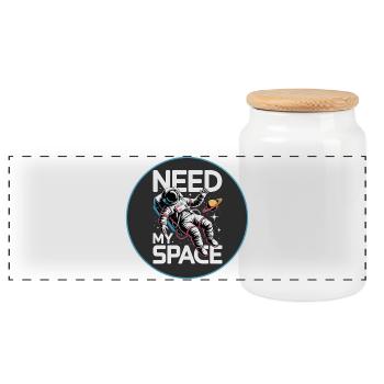 Need My Space Astronaut - Panorama Keksdose mit Holzdeckel - Weiß - Vorne